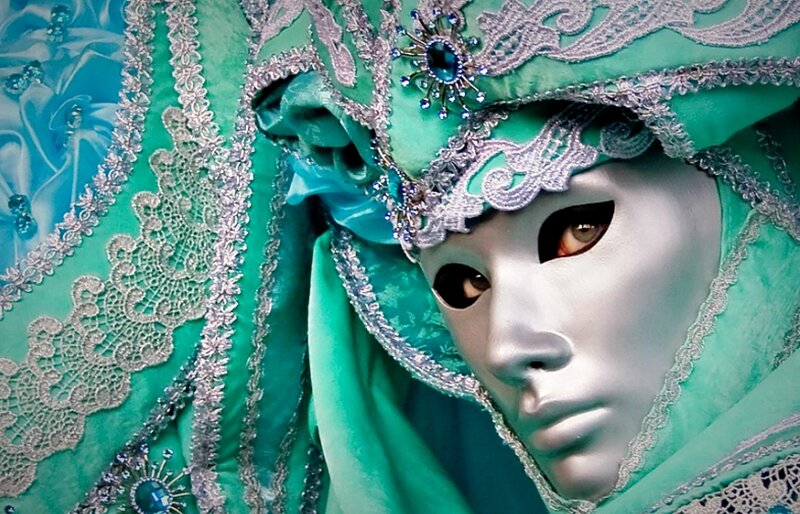 Person in Green Mask — Dramatic