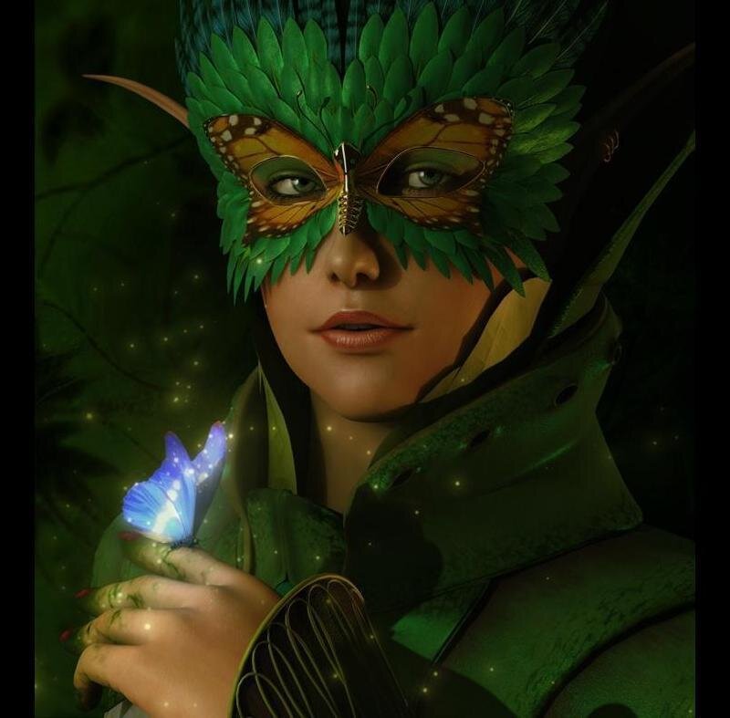 Person in Green Mask