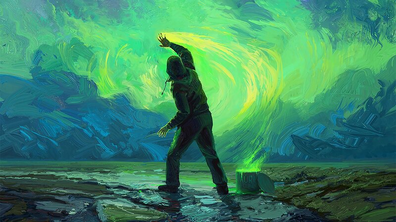 Person in Green Suit — Dramatic