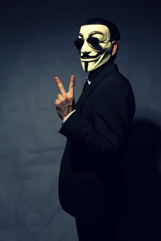 person in guy fawkes mask