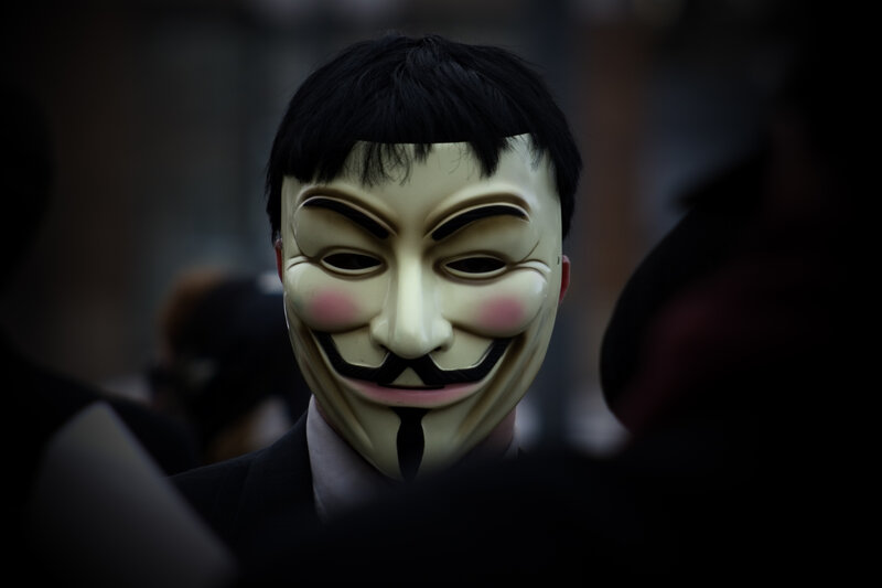 person in guy fawkes mask
