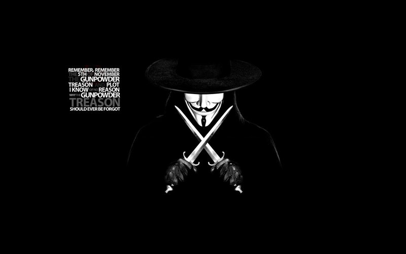 Person in Guy Fawkes Mask — Black, Dramatic, Illustration