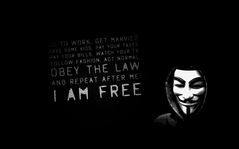 Person in Guy Fawkes Mask — Black, Dramatic, Night, Digital Art, Text