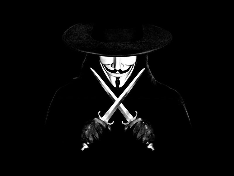 Person in Guy Fawkes Mask — Black, Dramatic, Photograph, Hat