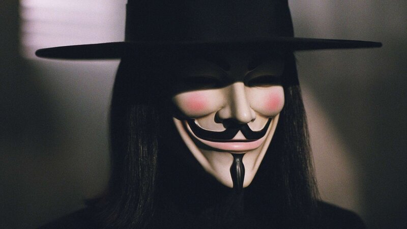 Person in Guy Fawkes Mask — Black, Dramatic, Photograph