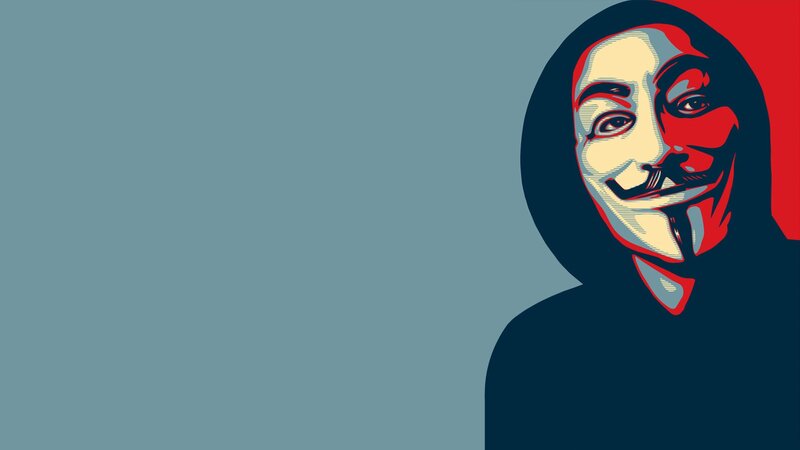 Person in Guy Fawkes Mask — Blue, Dramatic