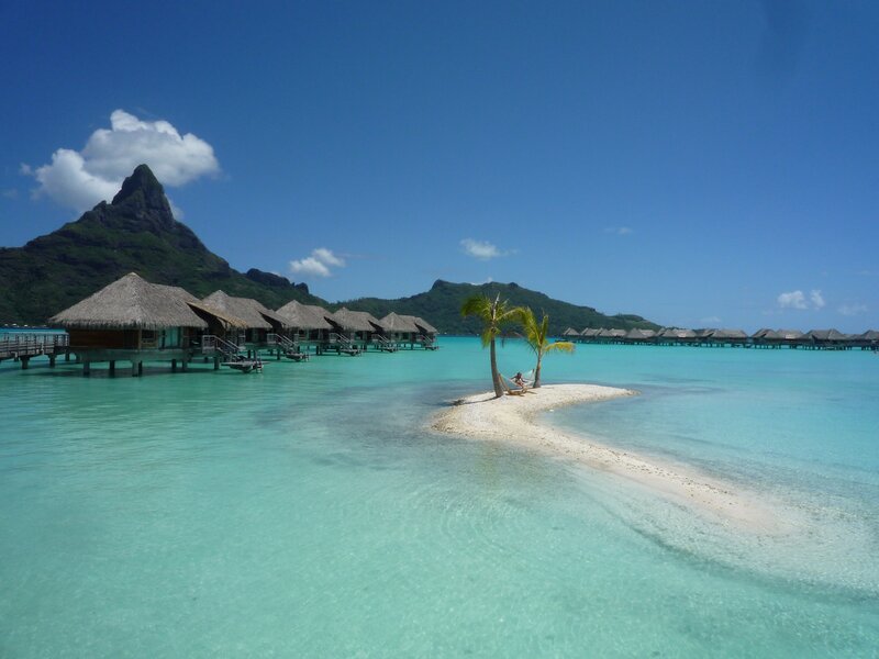Person in Hammock on Sandbar — Blue