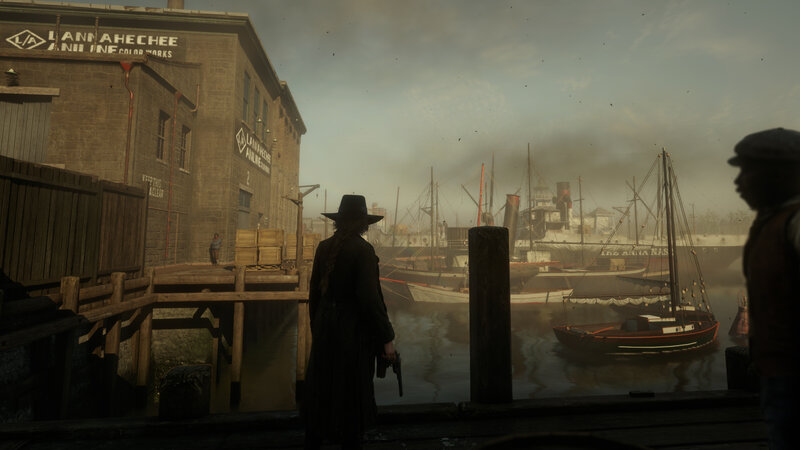 Person in Hat on Dock