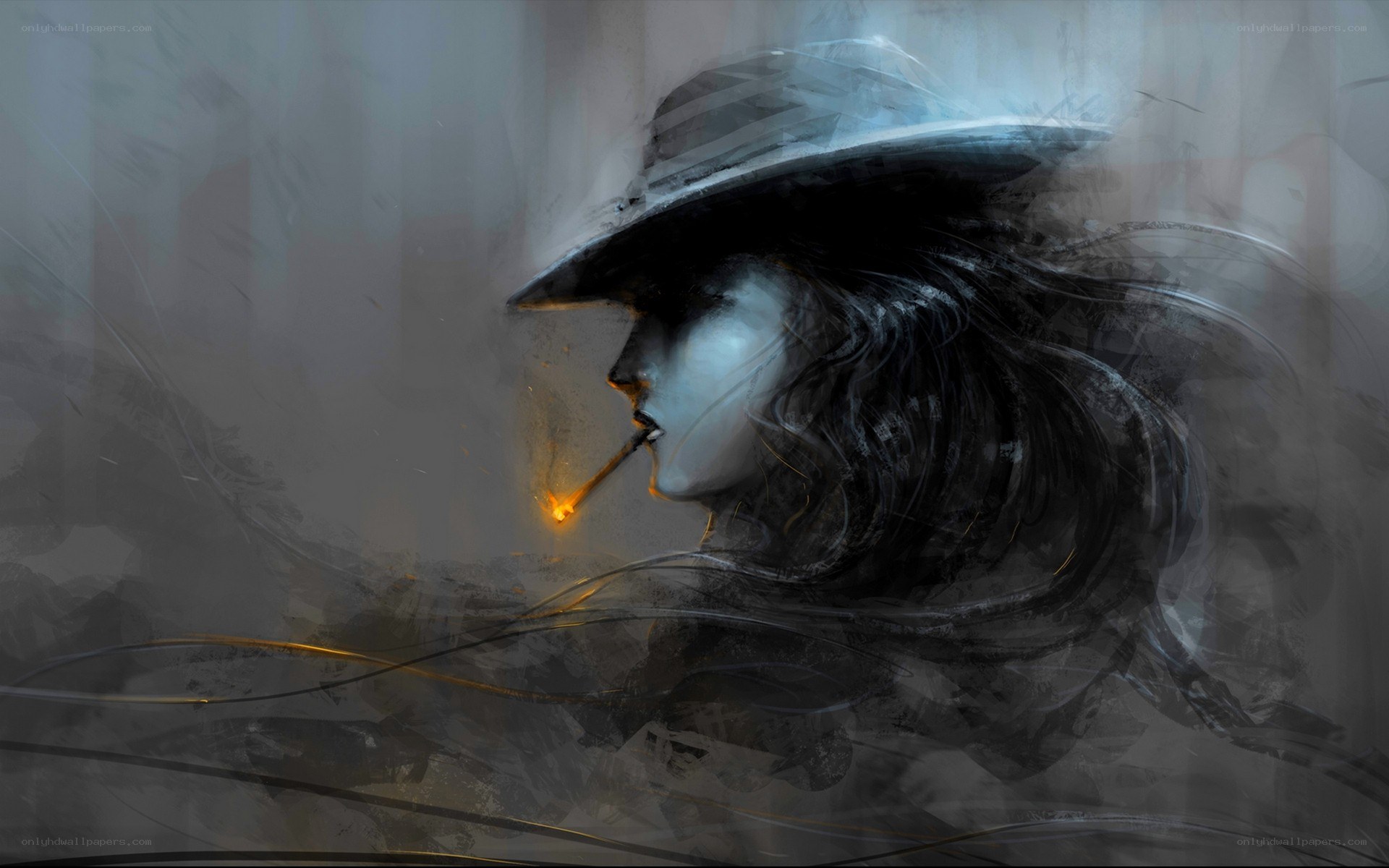 person in hat with cigarette