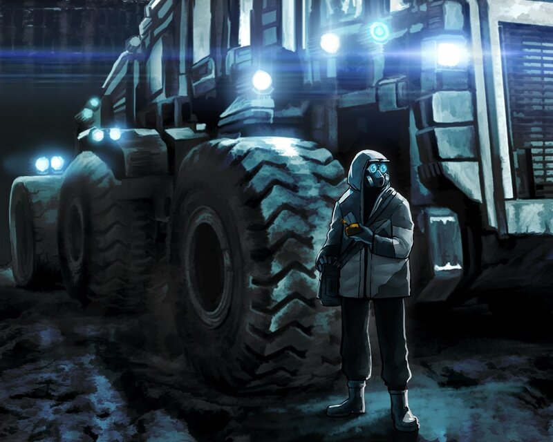 Person in Hazmat Suit — Blue