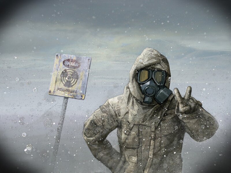 Person in Hazmat Suit — Gray, Dystopian, Winter, Digital Art