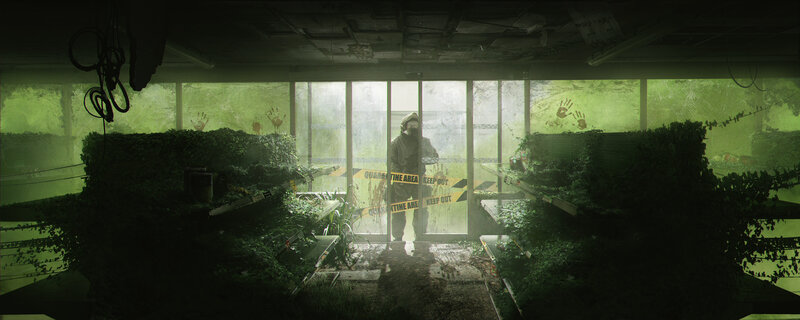 Person in Hazmat Suit — Green, Dramatic