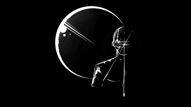 Person in Helmet — Black, Dramatic, Night