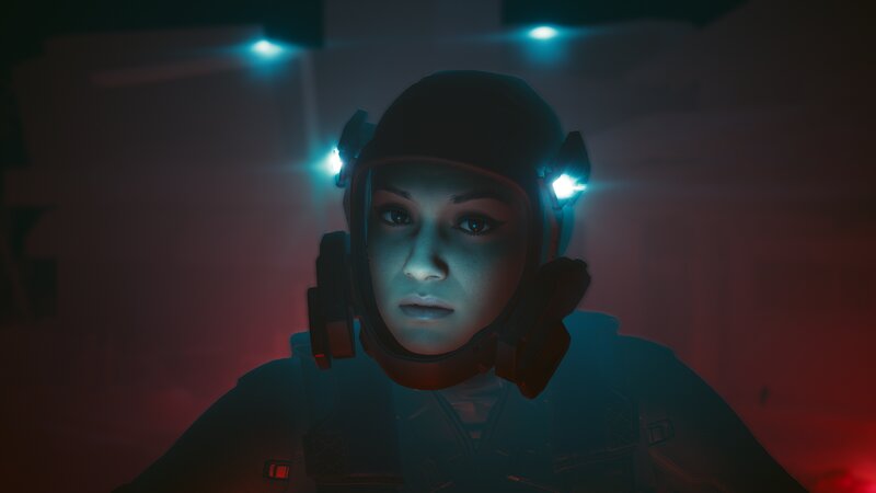 Person in Helmet — Blue, Dark