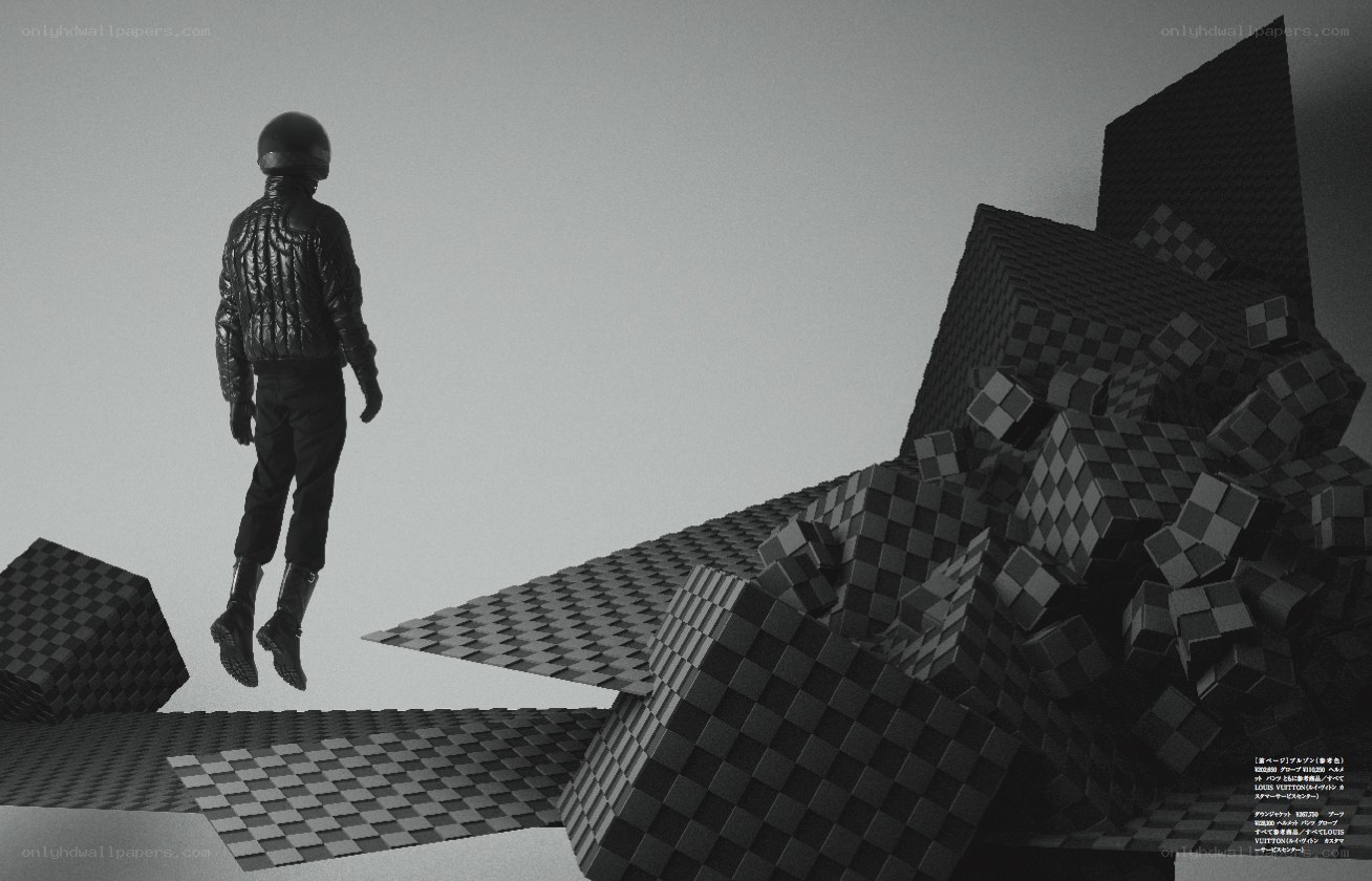 person in helmet on checkered platform
