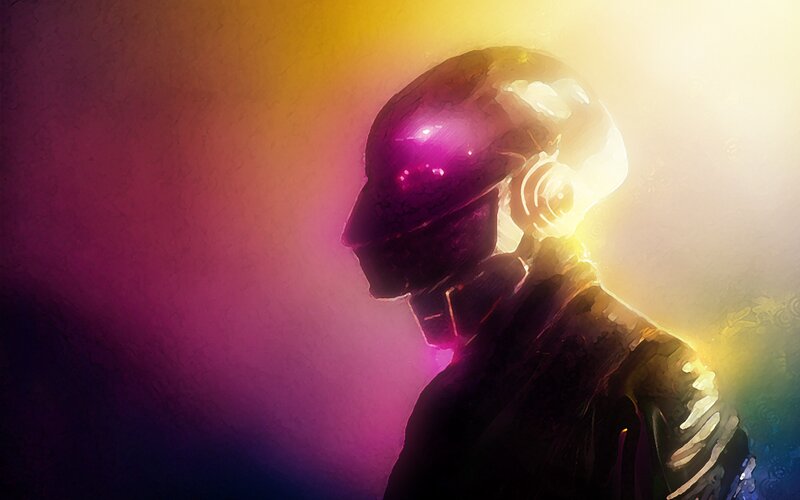 Person in Helmet — Purple, Dramatic