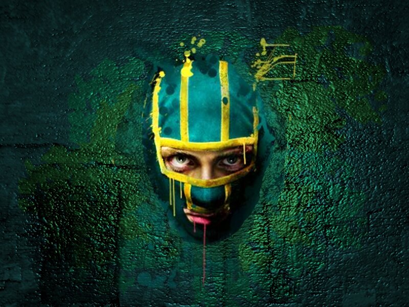 person in helmet with paint