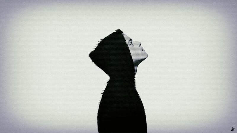 Person in Hooded Cloak — Black, Dramatic, Digital Art, Hood, Profile