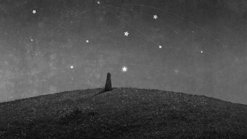 Person in Hooded Cloak — Black, Serene