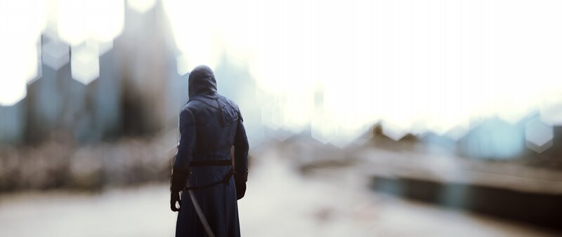 Person in Hooded Cloak — Blue, Dramatic, Morning