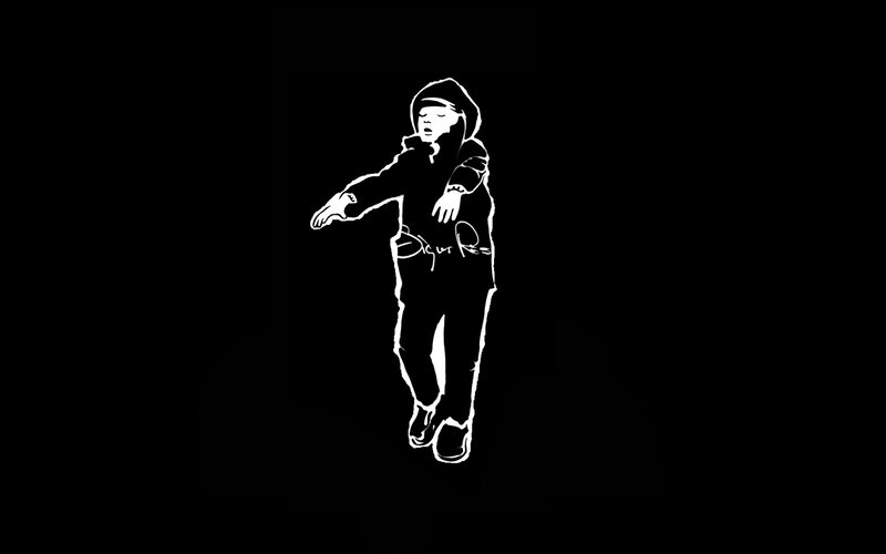 Person in Hooded Jacket — Black, Dramatic, Illustration