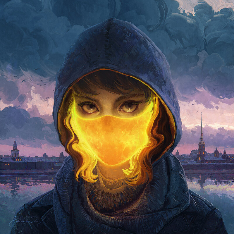 Person in Hooded Jacket — Blue, Dramatic, Sunset