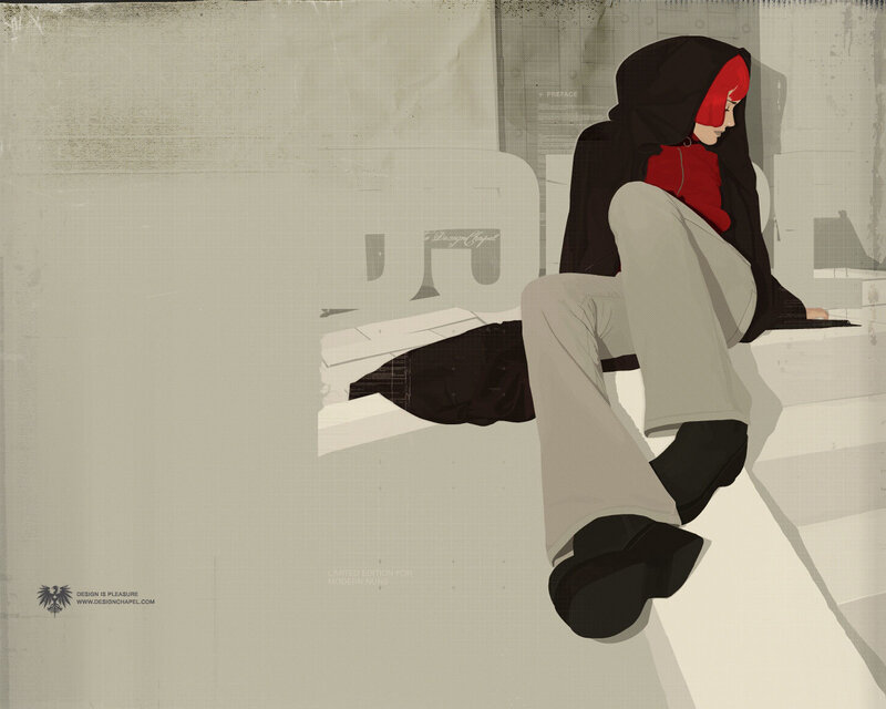 Person in Hooded Jacket — Gray, Contemplative