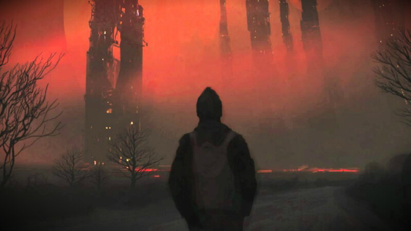 Person in Hooded Jacket — Red
