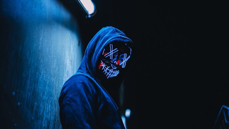 Person in Hooded Mask — Blue