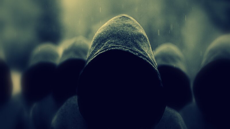 Person in Hooded Sweatshirt — Blue, Dark