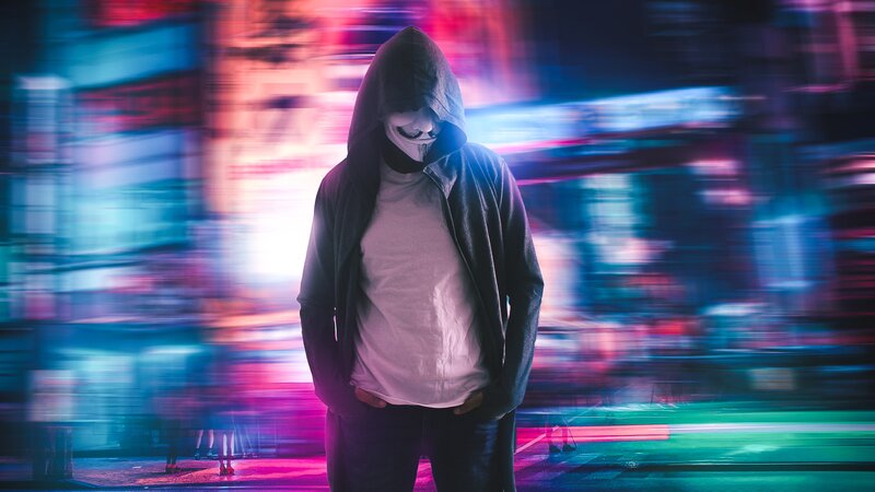 Person in Hoodie and Mask — Blue