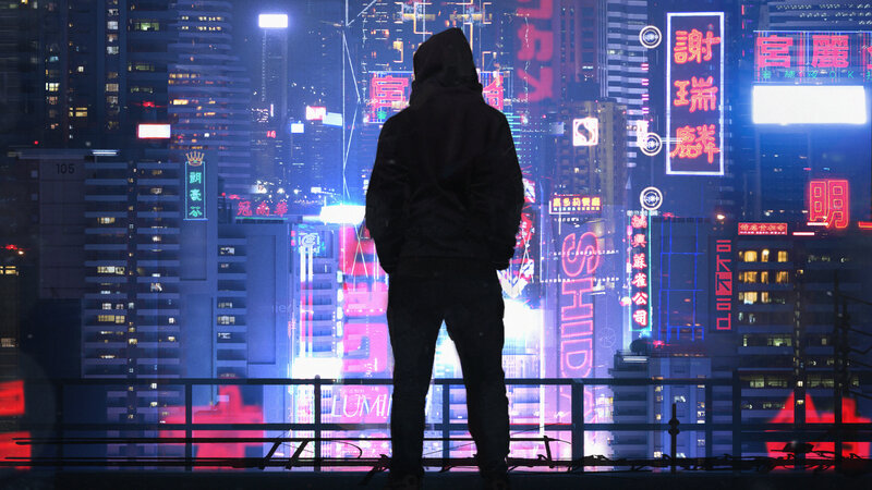 Person in Hoodie on Rooftop