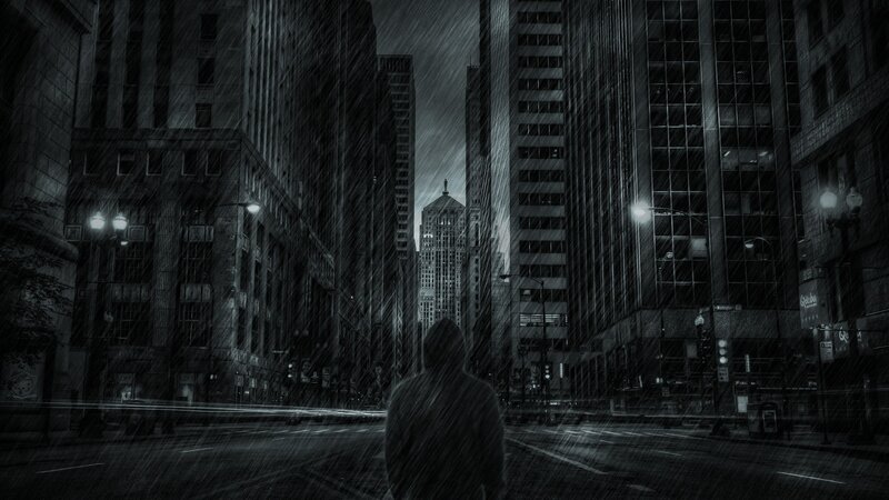 Person in Hoodie on Street