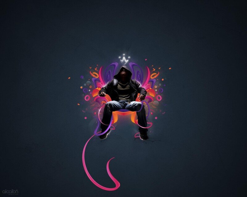 Person in Hoodie Sitting — Black, Dramatic