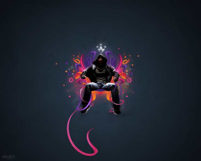 Person in Hoodie Sitting — Purple