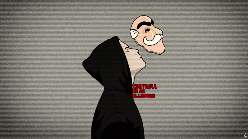 Person in Hoodie with Mask — Black, Dramatic