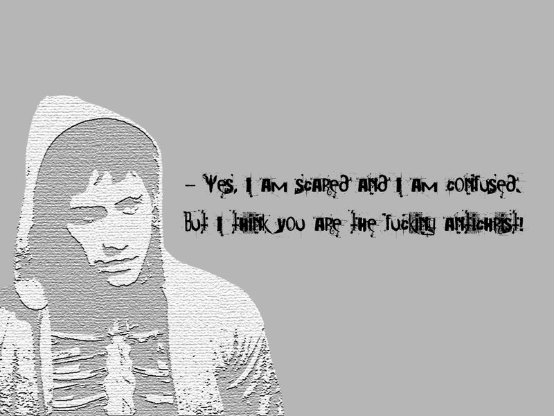person in hoodie with quote