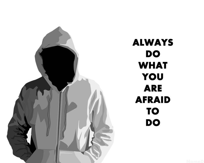 person in hoodie with quote