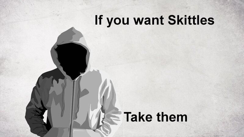 person in hoodie with text