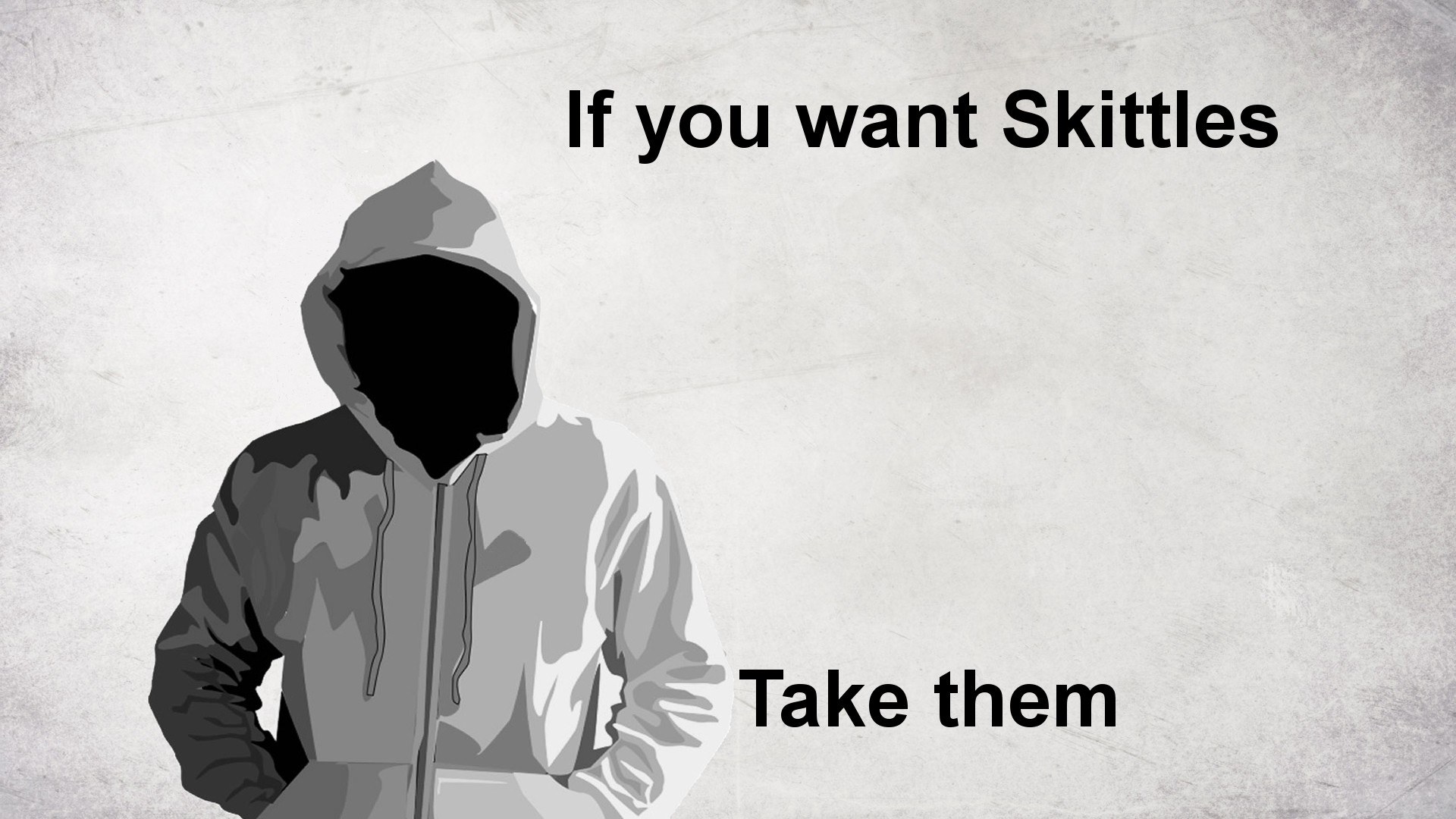 person in hoodie with text