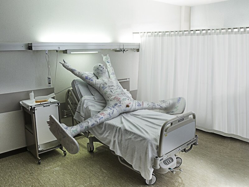 Person in Hospital Bed — White
