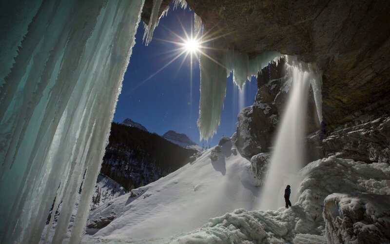 Person in Ice Cave — White, Dramatic, Winter