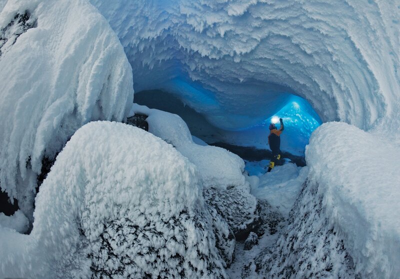 Person in Ice Cave — White