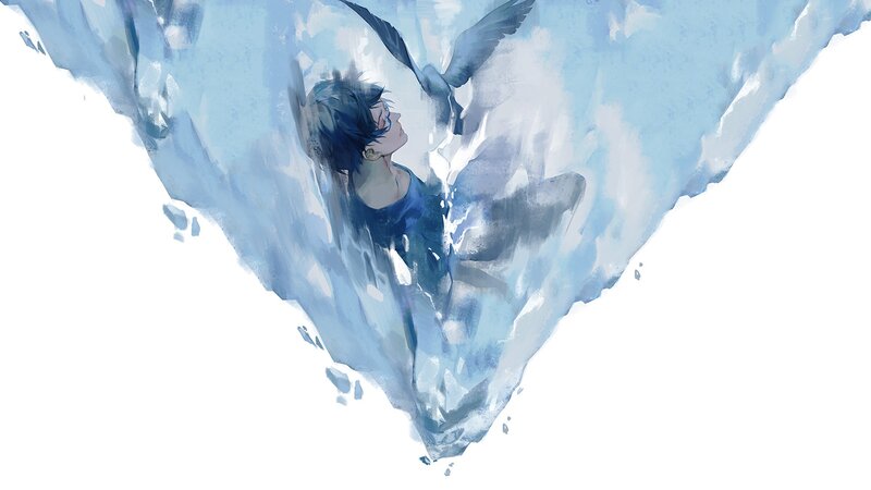 Person in Ice Formation