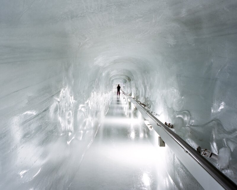 Person in Ice Tunnel — White