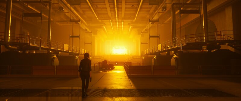 Person in Industrial Hall