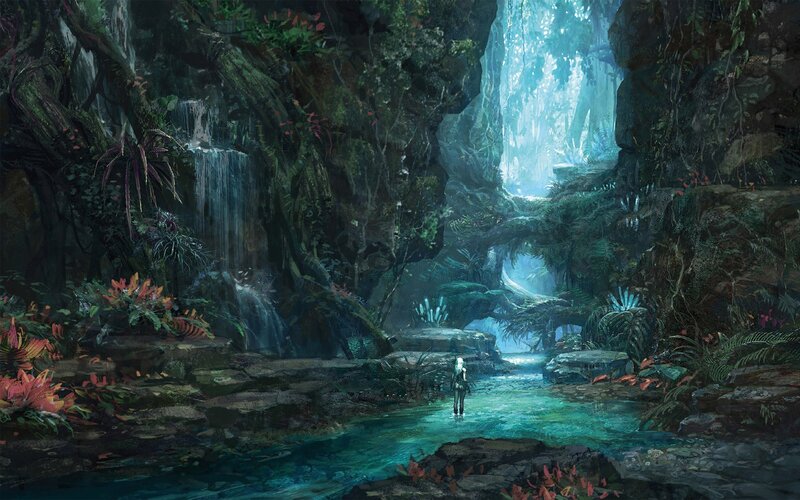 Person in Jungle Stream — Green
