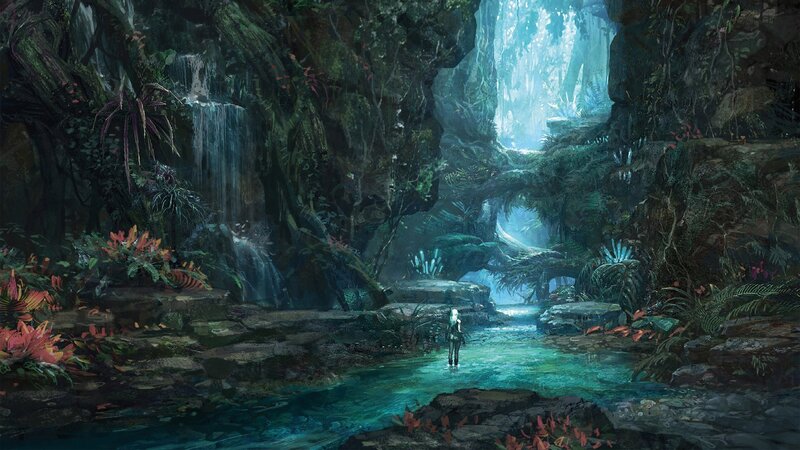 Person in Jungle Stream