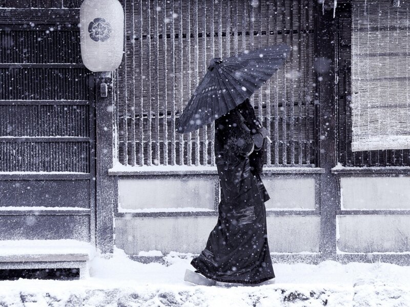 Person in Kimono with Umbrella