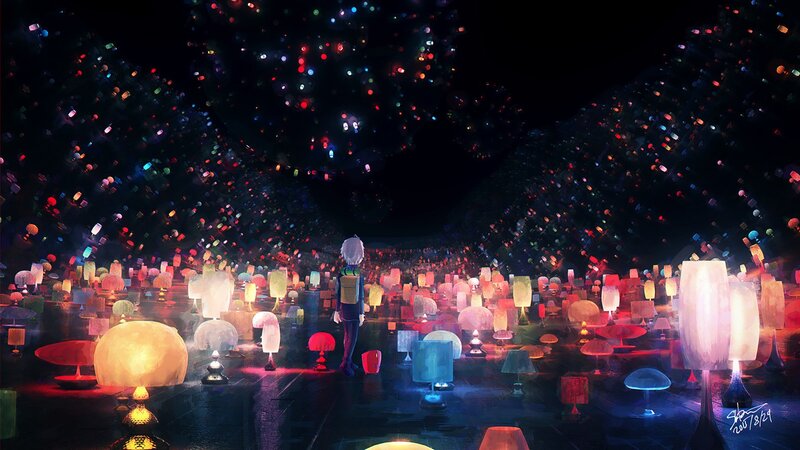 Person in Lantern Field